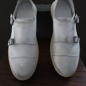 White Leather 'Monk' Strap Style Shoes